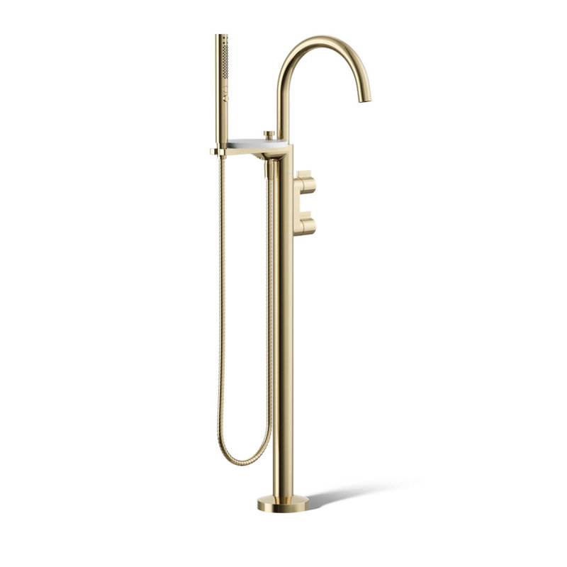 Components Floor-Mount Bath Filler Trim, Knob Handle, Gold