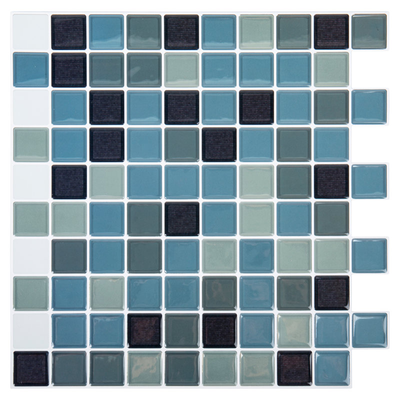 10'' W x 10'' L PVC Peel and Stick Mosaic Tile, Blue