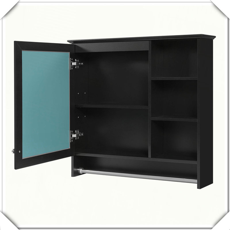 Armoire de rangement murale 2 en 1 avec charnières à fermeture douce, Noir