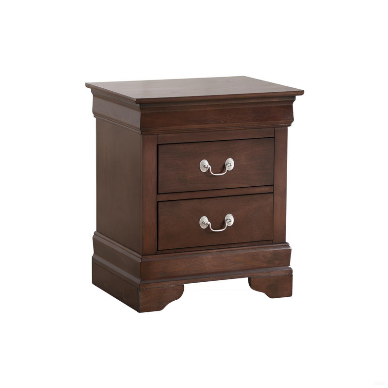 Nanhey Wooden Nightstand, Red Brown