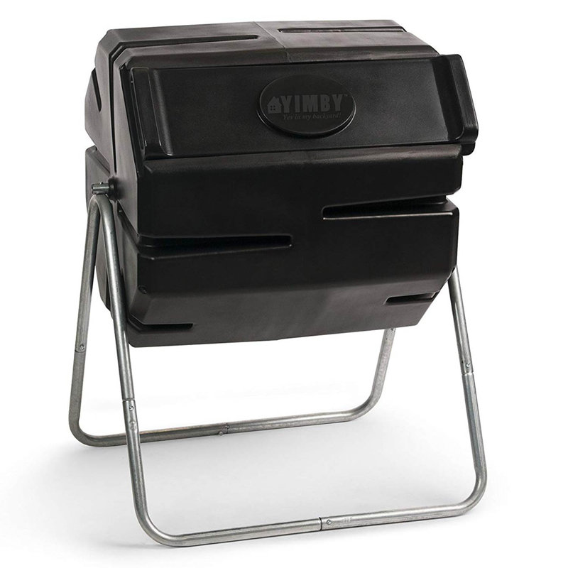 FCMP Outdoor 37 Gallon Single Chamber Roto Tumbling Compost Bin, Black