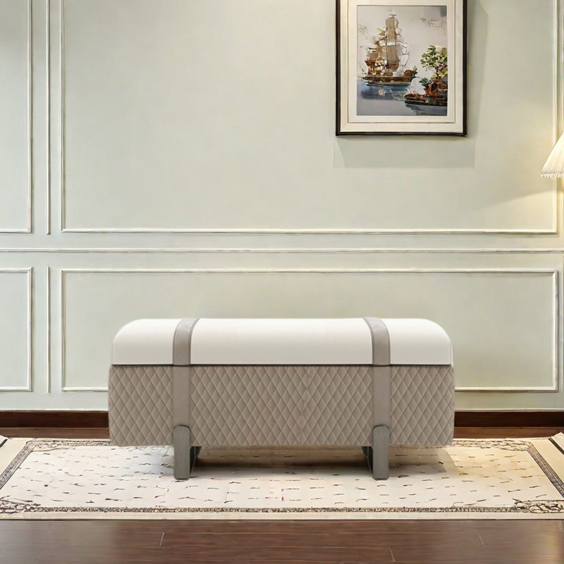 Kelm, 16.54" H x 47.24" L x 17.72" D, Beige/gris
