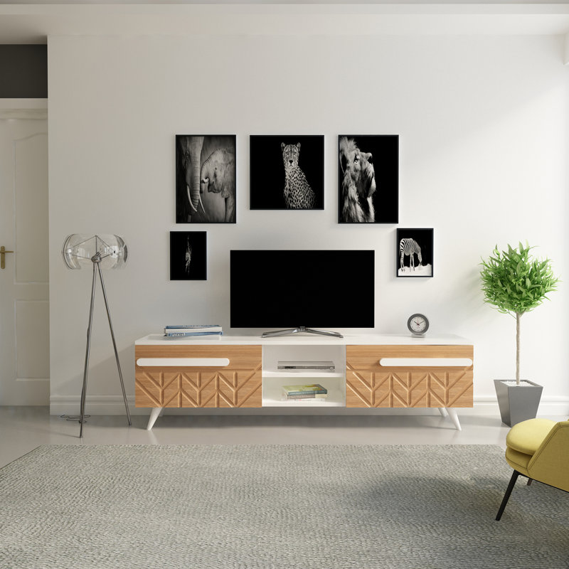 Buker Unfinished TV Stand for TVs up to 55", Teak