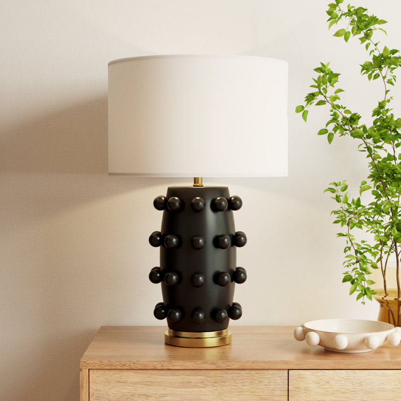 Jacqueline Table Lamp, Matte Black/Gold