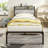 Twin XL Bed Frame with Storage Drawer and Headboard Outlets, Sturdy Industrial Gray Frame, No Box Spring Needed-1678762480