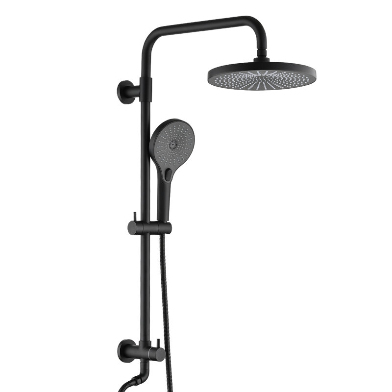 Matte Black Shower Head And Handheld System - 8" Rainfall & 3-Setting , Adjustable Slide Bar, To Scratches, Easy Lime Scale Clean, 1.8 Gpm Flow, Wall Mount With Corrosion Resistance, Swivel Spout,