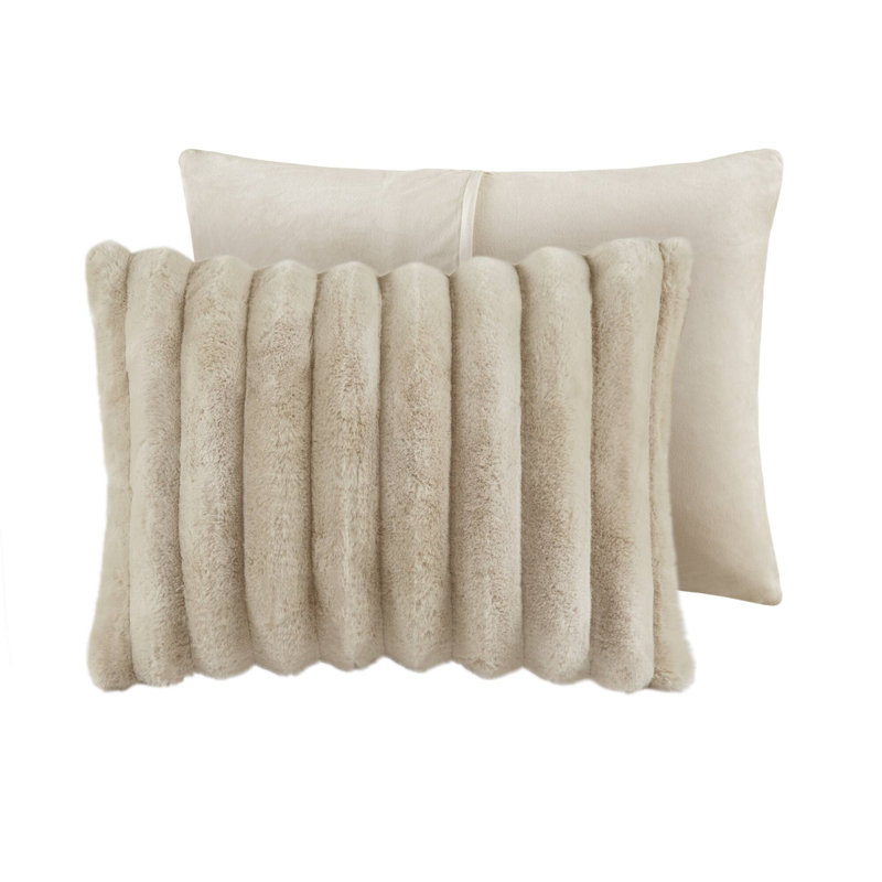 King Faux Fur Ribbed Comforter Set