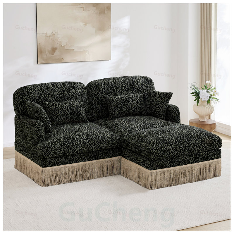 Canapé Comfy Chenille Leopard, Vert/noir