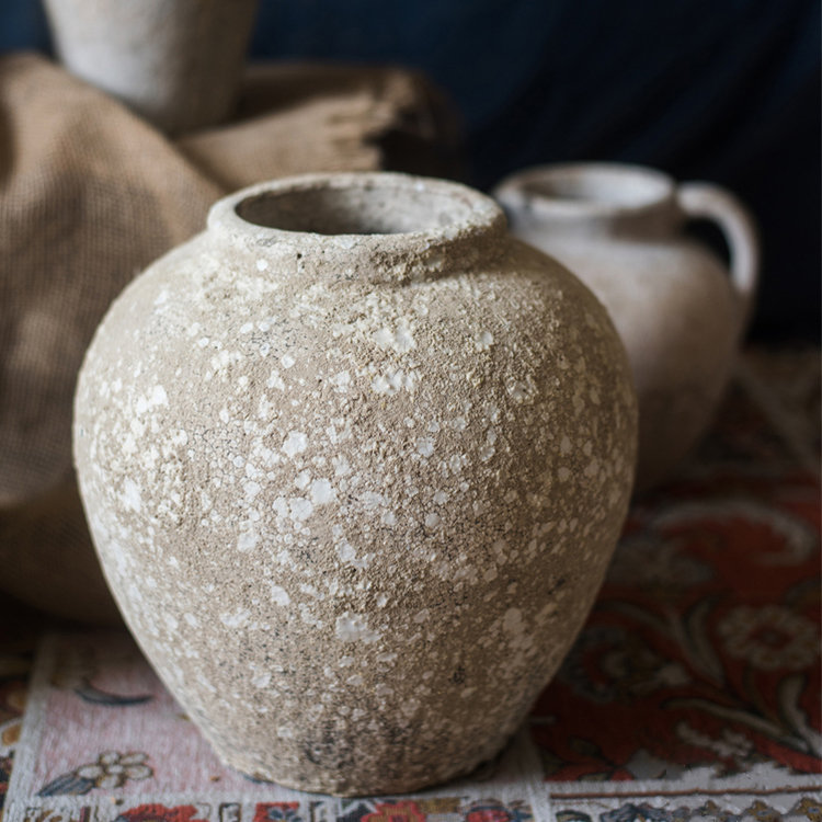 Auman Handmade Cement Decorative Urns & Jars, 8.7" H x 7.9" W x 7.9" D