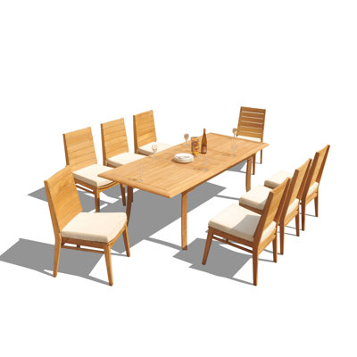 8 - Person Teak Wood Patio Dining Set with