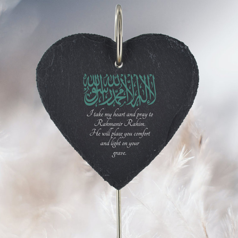 Bohuslav Waterproof Slate Heart Grave Marker People Memorial Plaque