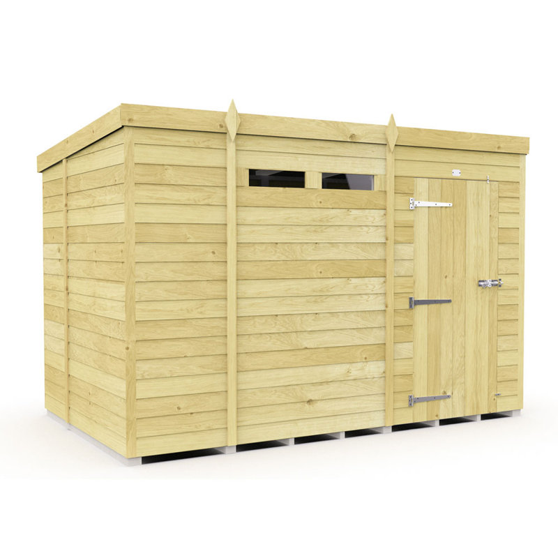 11ft x 7ft Pent Security Shed - Single Door