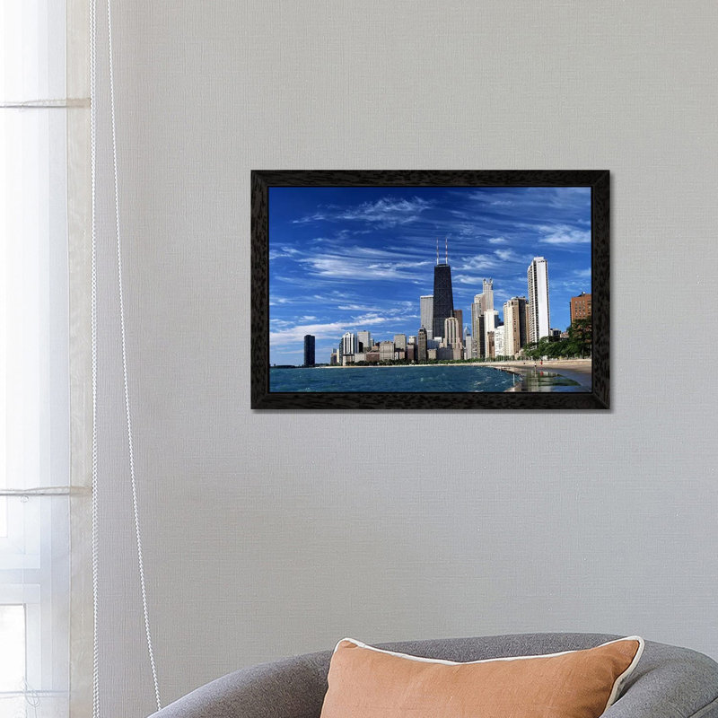 Downtown Chicago - Print on Canvas, Black Floater Framed, 101.6 cm H x 66.04 cm W
