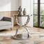 Table basse ronde moderne à deux niveaux en verre de 80 cm (31,5 po), structure annulaire, chromée, argentée-1592630946-1592630949-1592630947