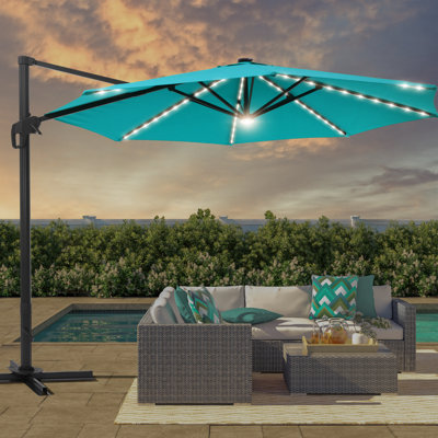Alissiya 132'' Lighted Cantilever Umbrella