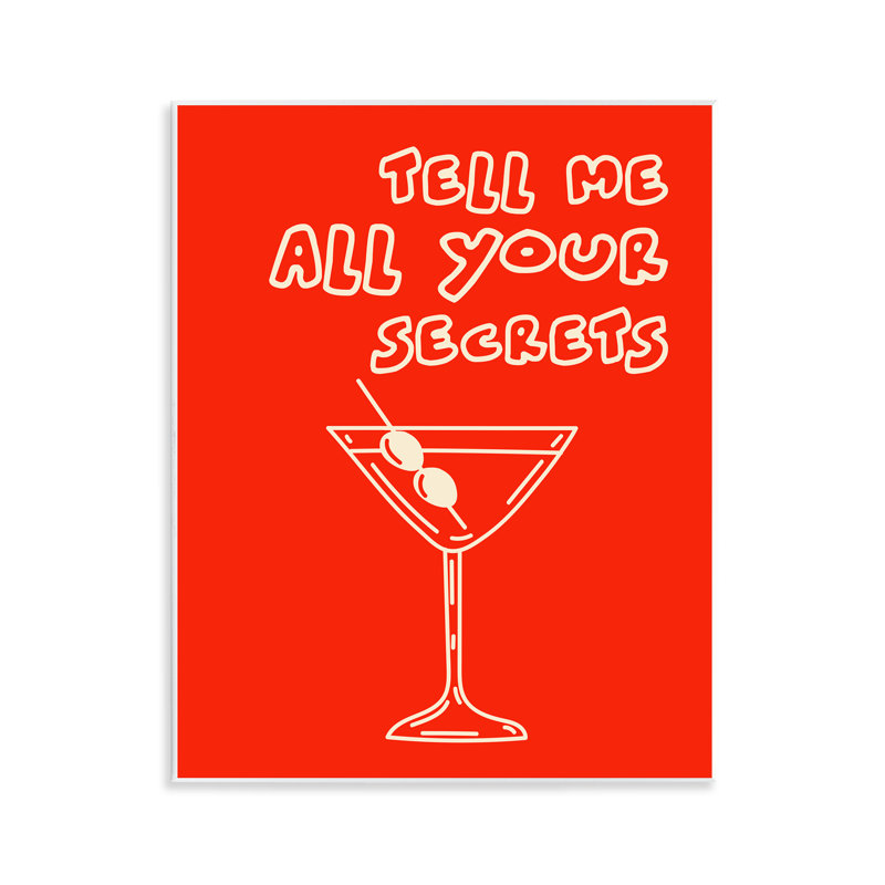 Tell Me Your Secrets, plaque murale cocktail, design par House of Lulu
