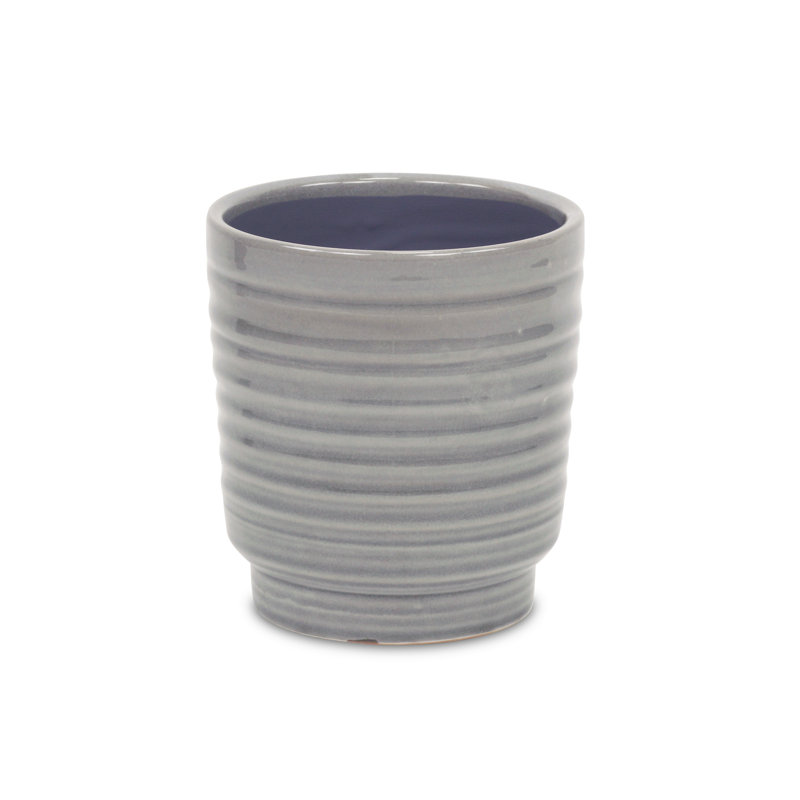 Pot de fleurs en céramique Mosley, H 5,5 po x l 5 po x P 5 po, Gris