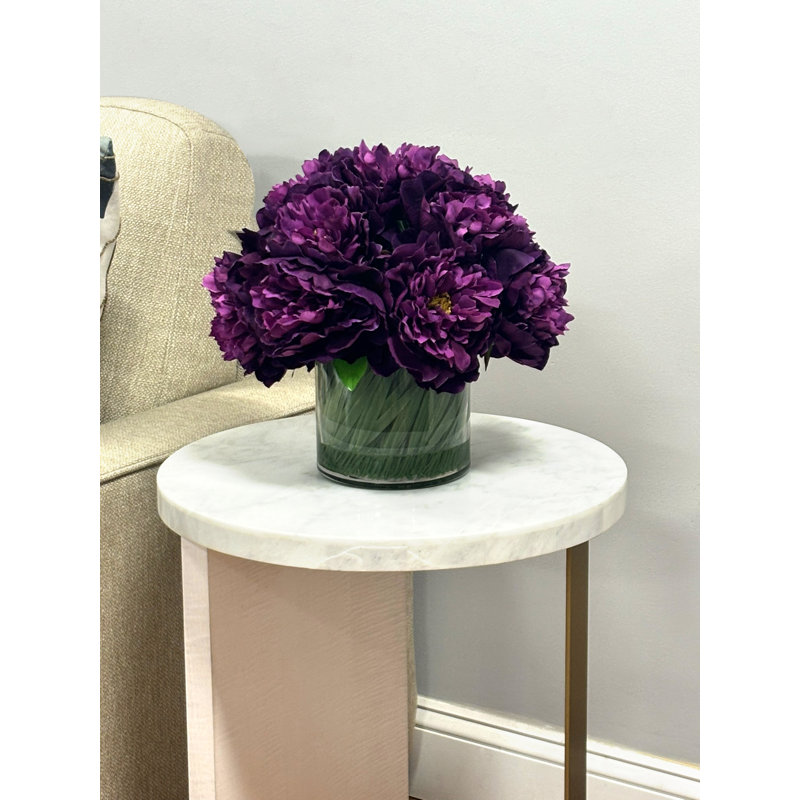 Peonies Floral Arrangement in Vase, Purple