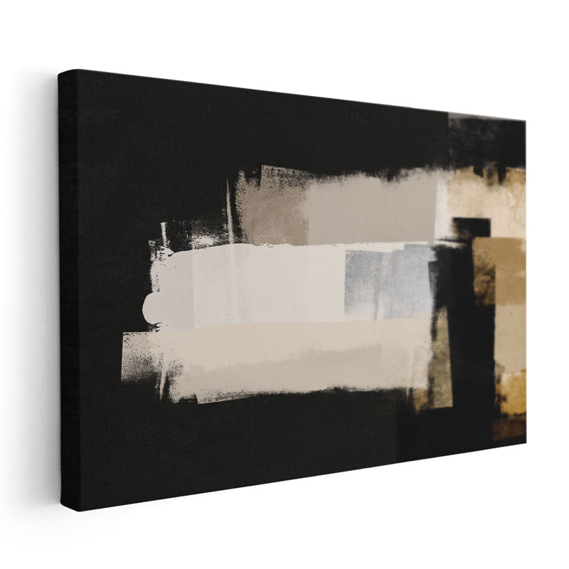 «Repositioned 1 Metallic Black and White», reproduction d'art sur toile, H 40 po x l 60 po