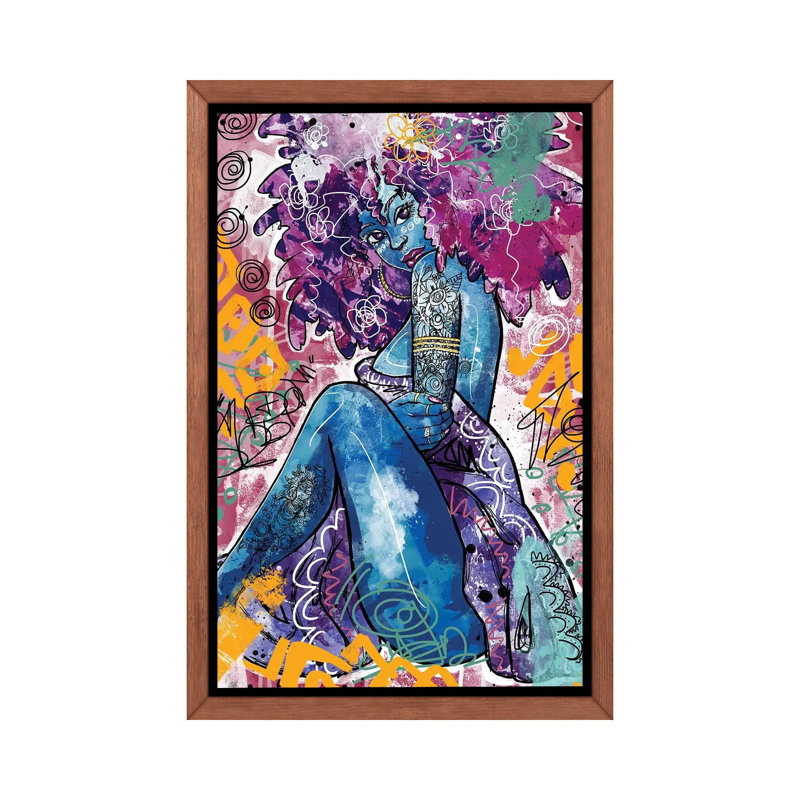 «Ife» par Justin Copeland, H 26 po x l 18 po x P 1,5 po, Toile avec cadre en bois classique