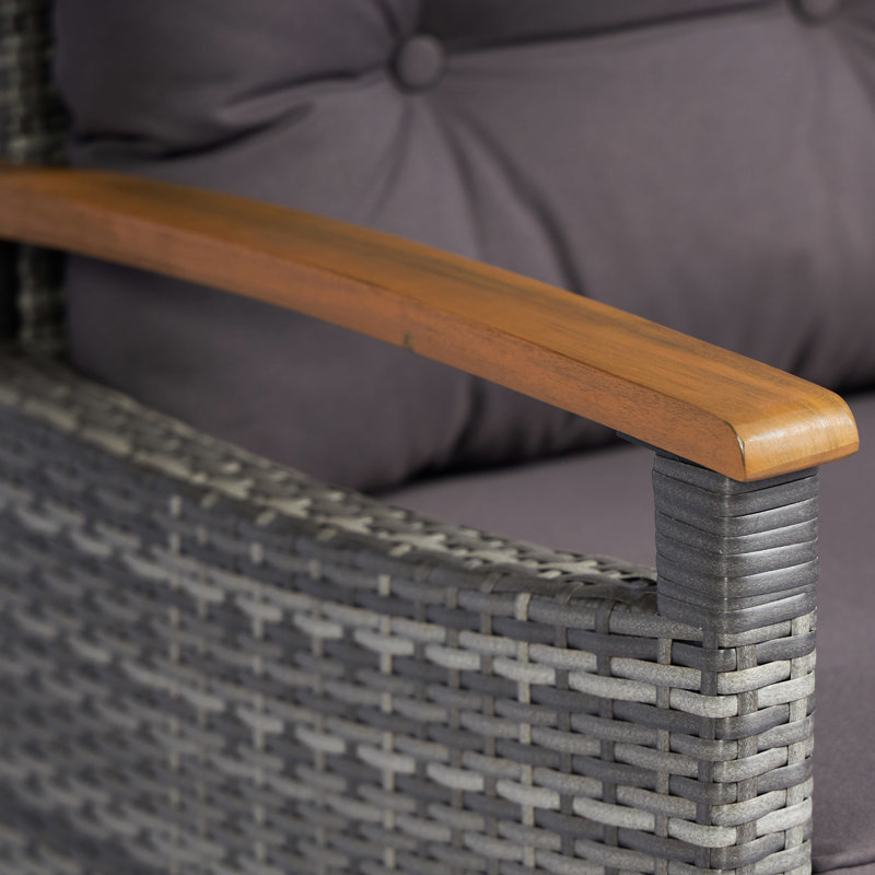 Ensemble bistro de patio 3 pièces avec coussins, mobilier d'extérieur gris pour porche 3 dans les coussins et le jardin