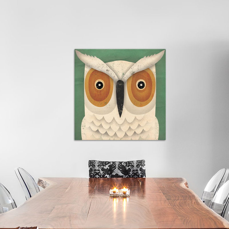 « white hibou », impression sur toile tendue, H 12 po x l 12 po x P 1,5 po