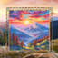 Trousse de broderie au point de croix comptée « Couleur du soleil couchant sur la montagne » par RTO M1027