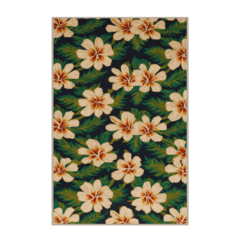 Washable Ginger Flowers Hawaiian Area Rug, Rectangle 2' x 3'