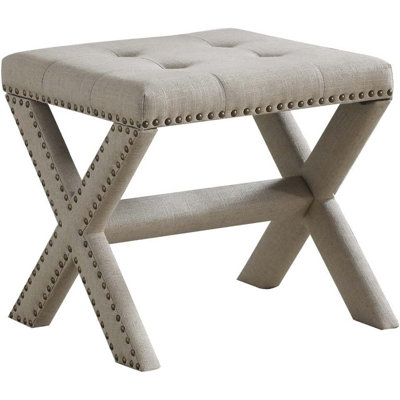 Velvet Upholstered Accent Bench With Nailhead Trim, Tufted Seat Bench For Entryway Living Room