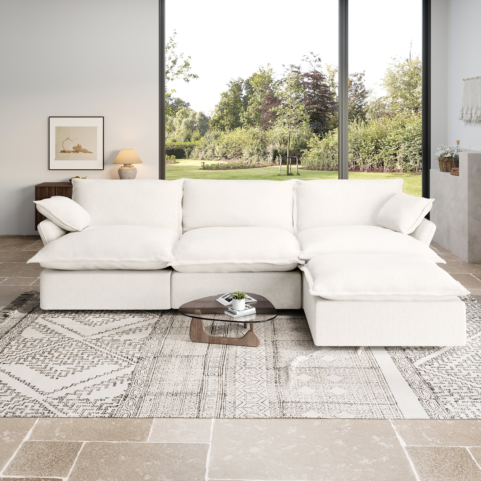 Hokku Designs Rinnes 117'' Upholstered Sofa, Modular Sectional Sofa ...