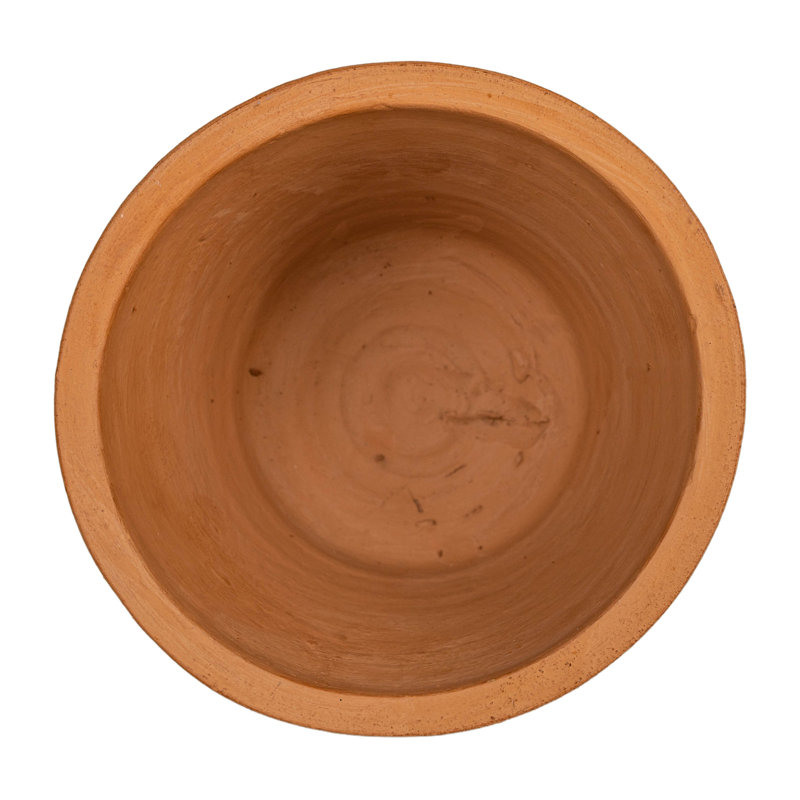 Handcrafted Terracotta Planter with White Stripes for Indoor/Outdoor Use