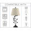Lampe de table rustique traditionnelle Ambrocio 31 de Red Barrel Studio® + abat-jour en tissu beige, corps détaillé en forme de feuille, ampoule DEL 7 W (écoénergétique, écologique), finition noir mat