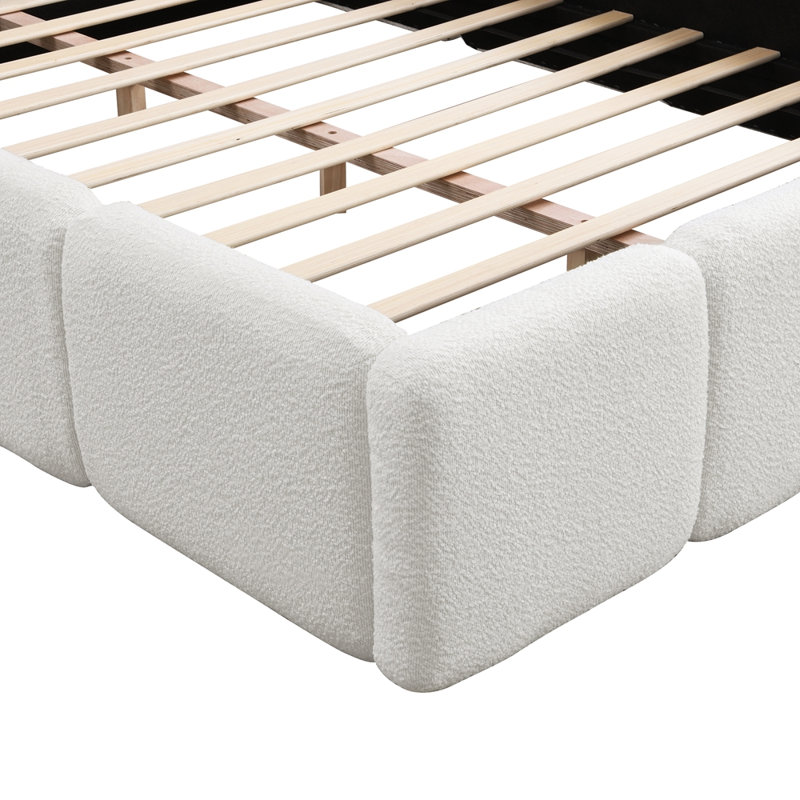 Lit plateforme tapissier Boucle, Grand