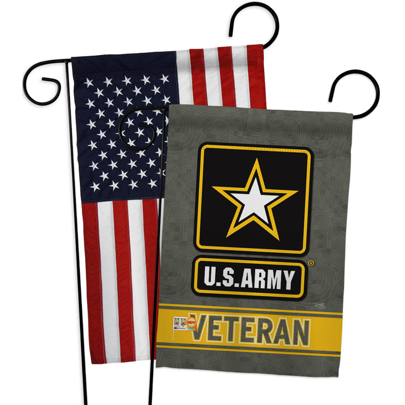 Vétéran de l’armée américaine-impressions décoratives american applique en polyester à 2 faces 19 x 13 po. drapeau de jardin