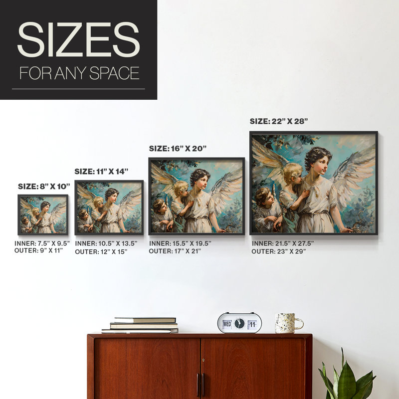 Angels From Above-CVI - Reproduction encadrée - Restickable, H 8 po x l 10 po, Noir, noir, noir, noir