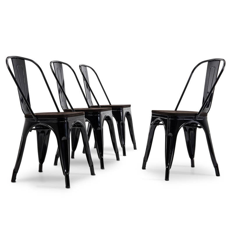 Chaise d'appoint empilable en métal H 33,5 po Linzy, Noir