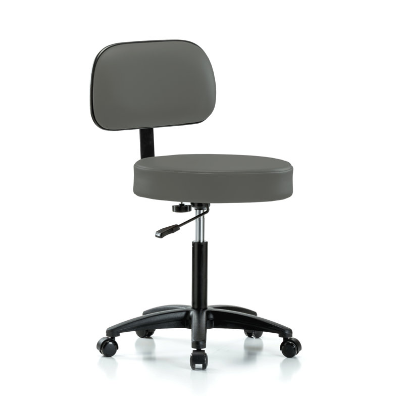 Tabouret réglable en hauteur avec dossier PERCH Walter | Hauteur du banc moyen: 21 à 28,5 po, Vinyl gris anthracite