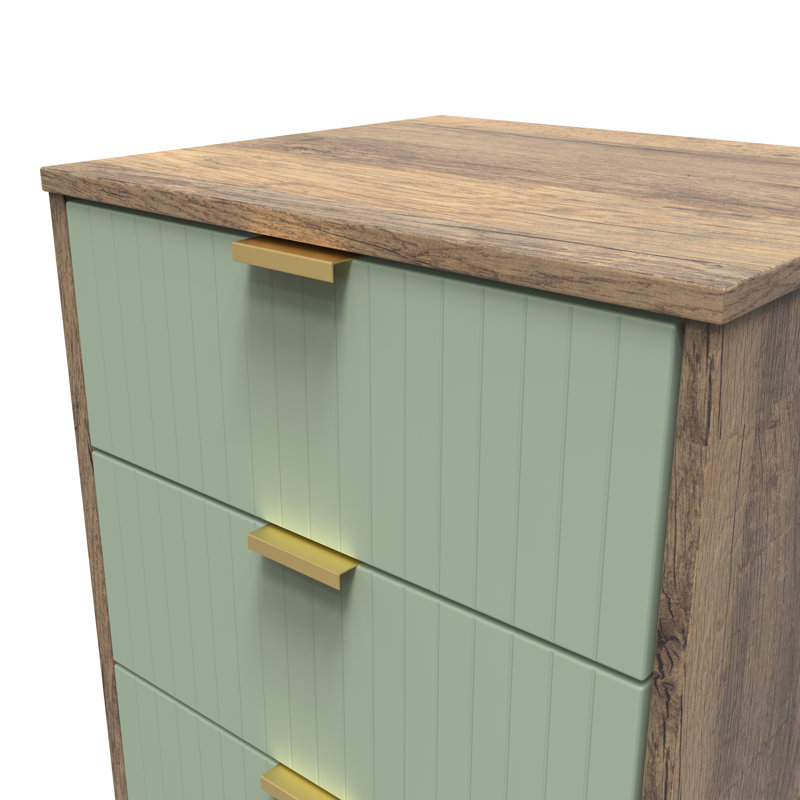 Beranda 45 cm W Bedside Table, Reed Green/Vintage Oak