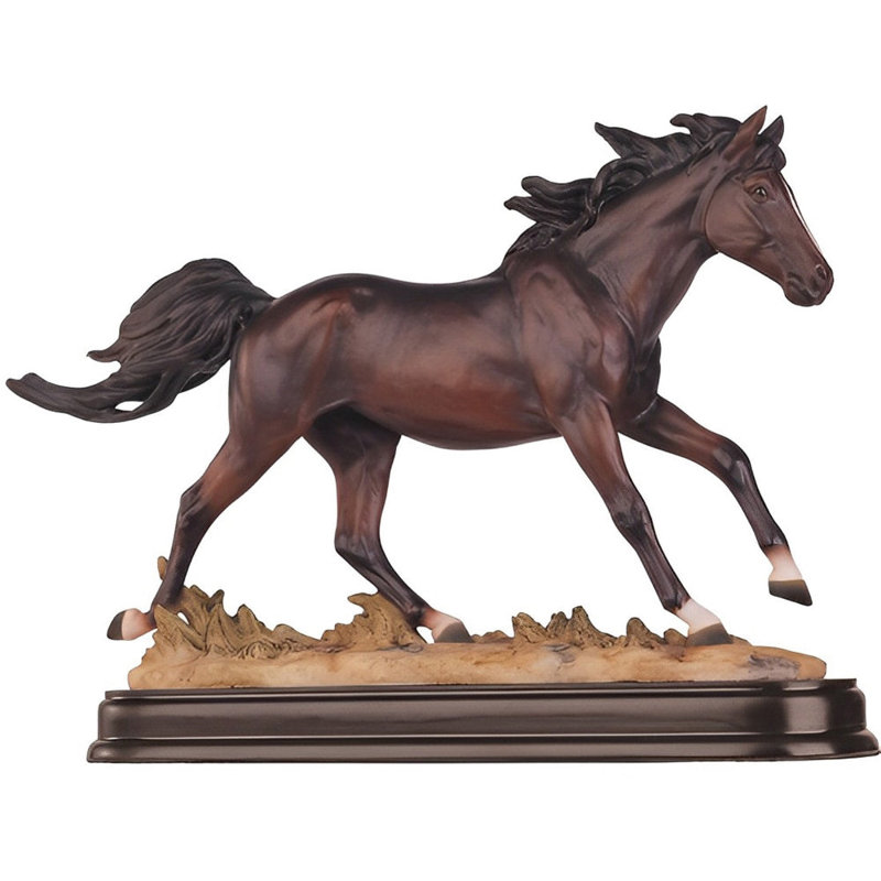 Dark Brown Galloping Horse Statue