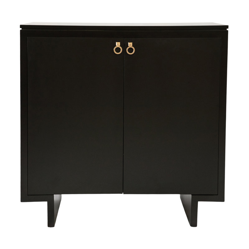 William Solid Wood 2 - Door Accent Cabinet, Tricorn Black