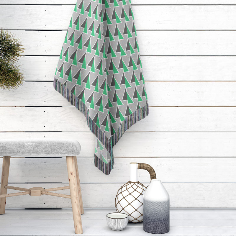 Couverture en coton tissé à flèches changeante, l 37 po x L 52 po, Vert