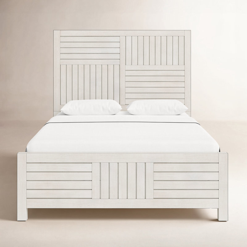 Tyson Solid Wood Panel Bed, Stone Path White, Full