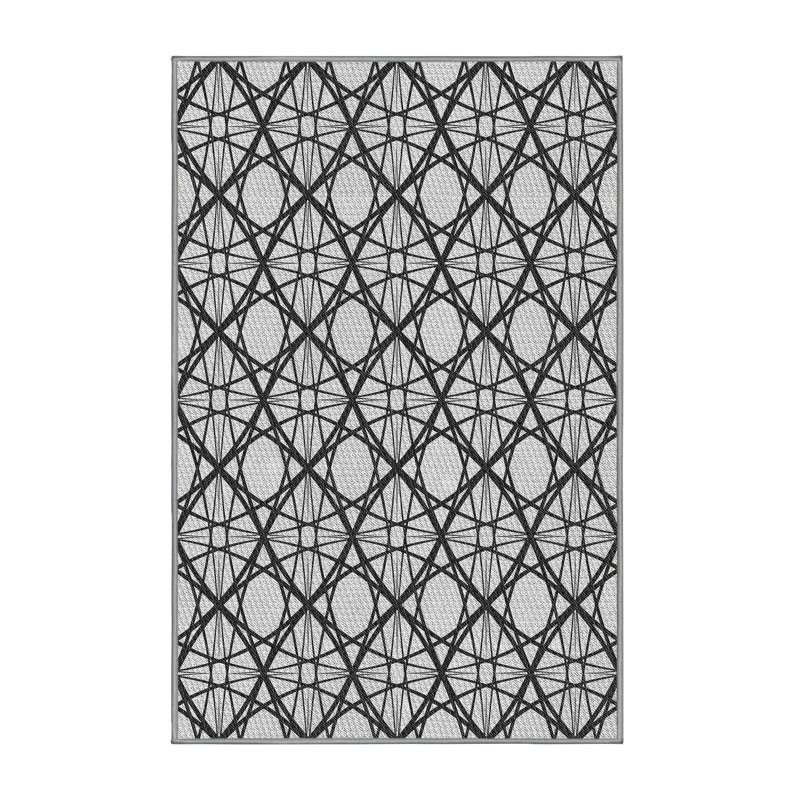 Tapis à motif abstrait gris / noir, Rectangle 8 pi x 10 pi