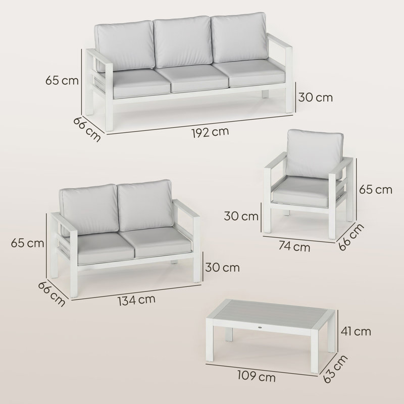 Garden Sofa Set, White