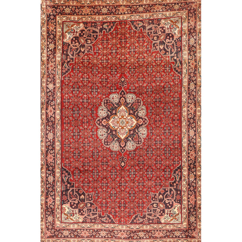Tapis floral traditionnel rouge / noir, Rectangle 2 pi x 3 pi