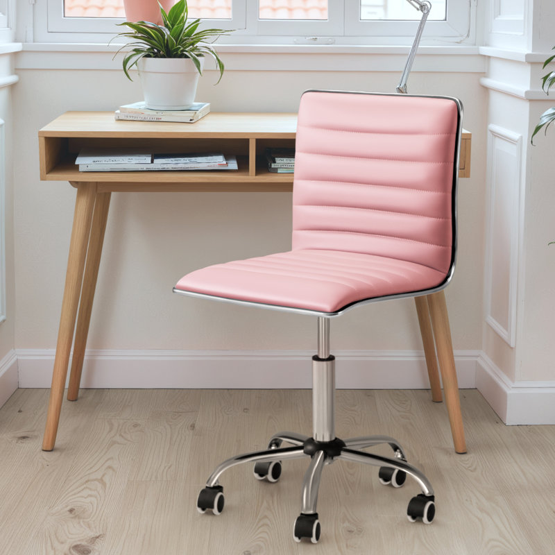 Chaise de bureau d'ordinateur Kaycee, Rose