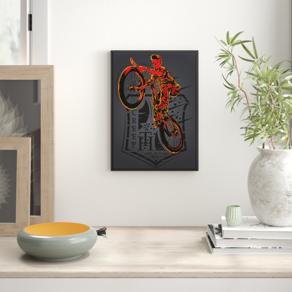 Gerahmtes Wandbild Creepy Biker schwarz