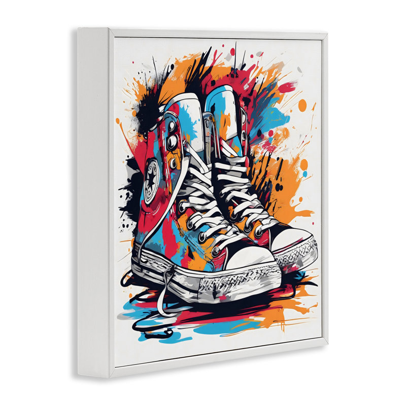 Giclée encadrée par des espadrilles colorées, design par Creative Studio, Giclée encadrée blanc bord de mer, 24" H x 24" W