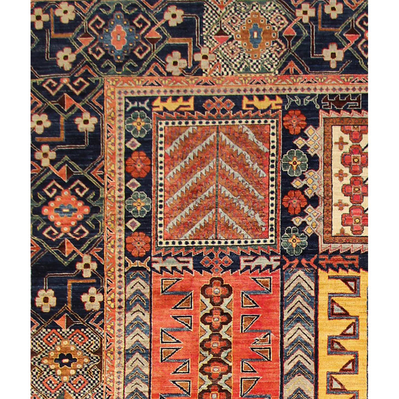 Tapis bleu / brun / noir de haute qualité noué à la main