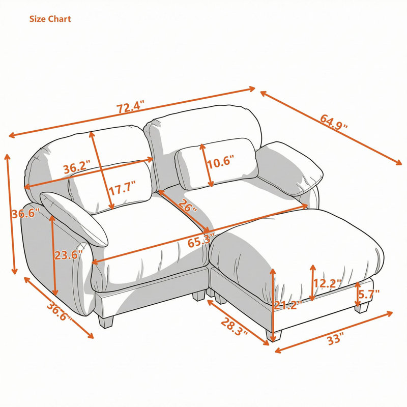 Canapé d'angle en chenille avec pouf amovible, Brun